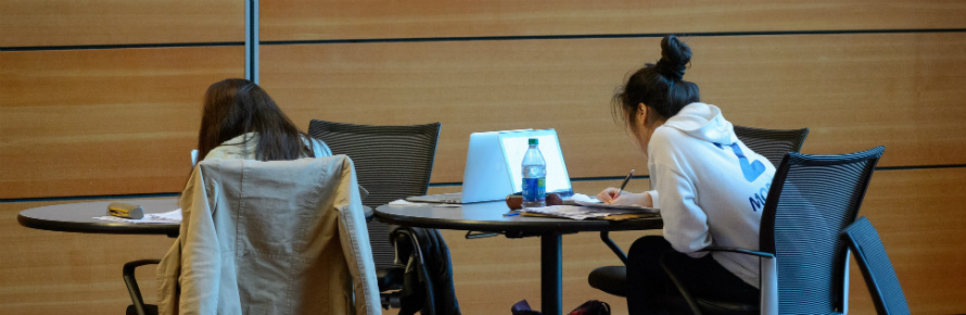 Students studying at desks