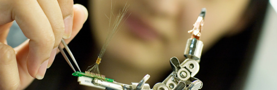 A closeup of a person doing an experiment