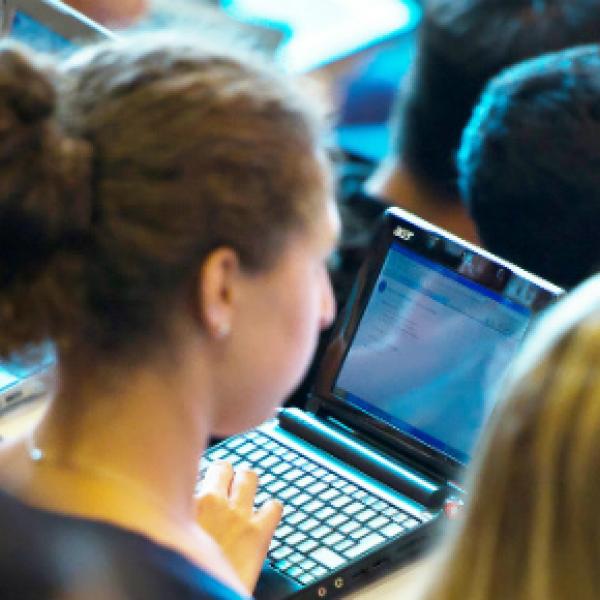 Students studying on a laptop