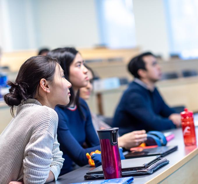 students listening in class